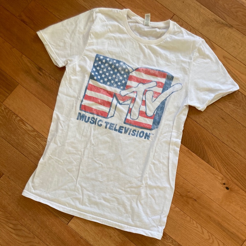 MTV Doodle Flag Logo Adult T-Shirt, S